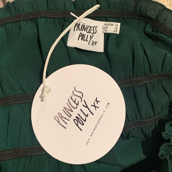 Princess Polly Forest Green Satin Style Top - Picture 3 of 3